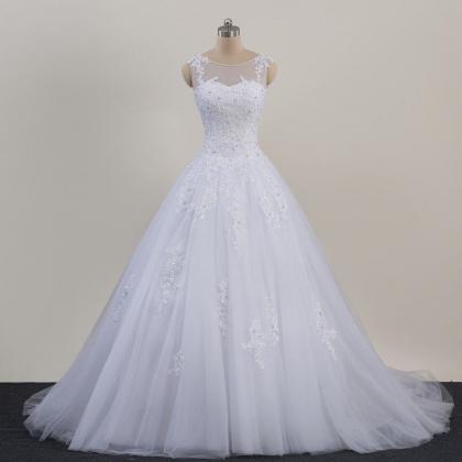 White Or Ivory Jewel Wedding Gown Ball Gown Bridal..